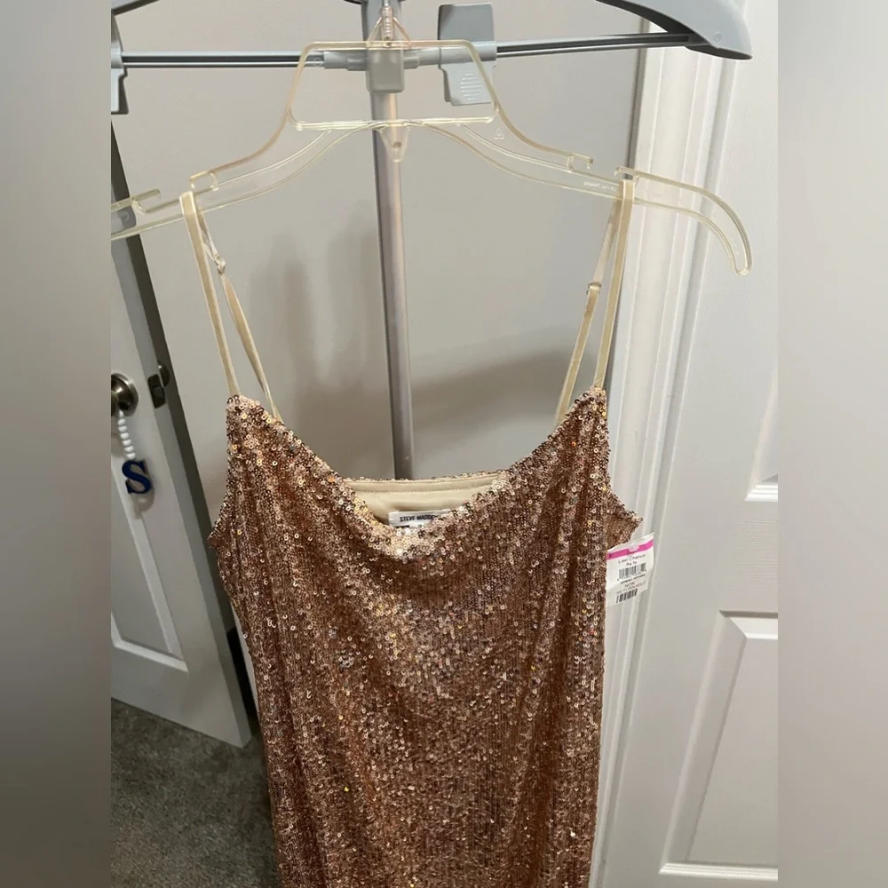 Steve Madden Pink Sequined Double Slit Slip Dress Size Medium (6-8) NWT - Picture 7 of 11